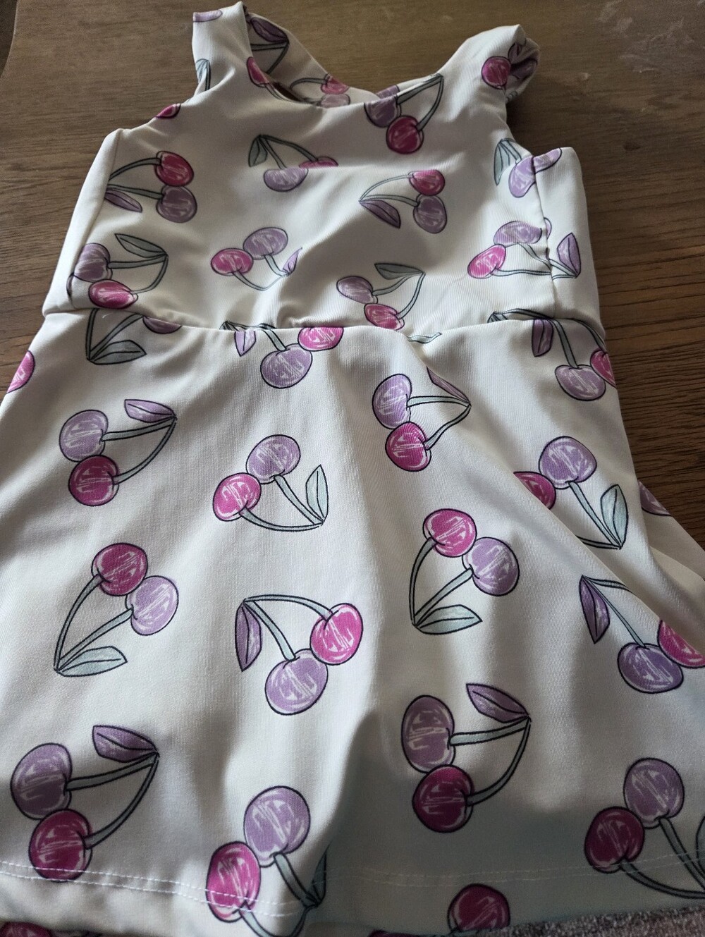Eddie Bauer Cream Dress with Pink and Purple Cherry Print